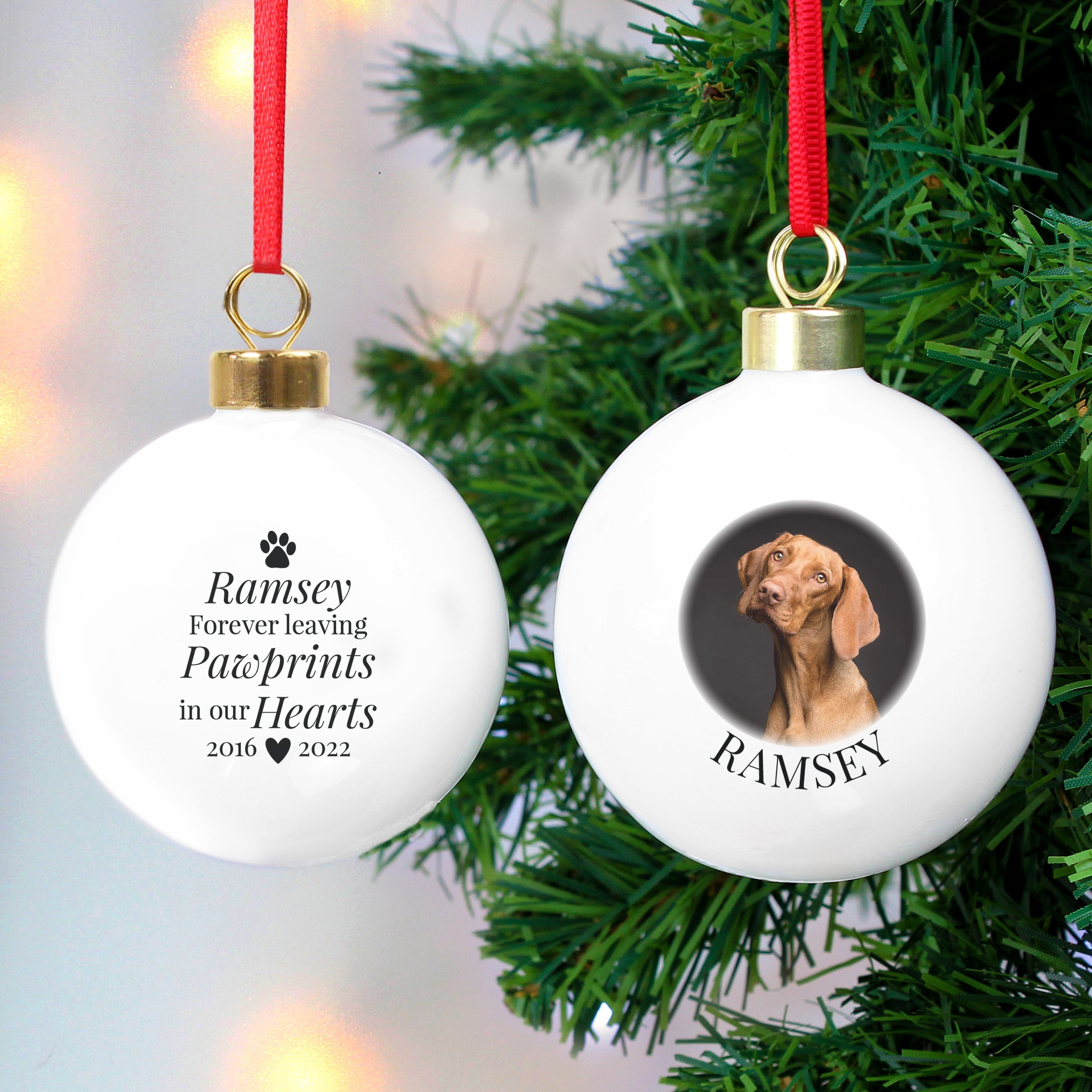 Photo Upload Products Personalised Paw Print Memorial Photo Upload Bauble