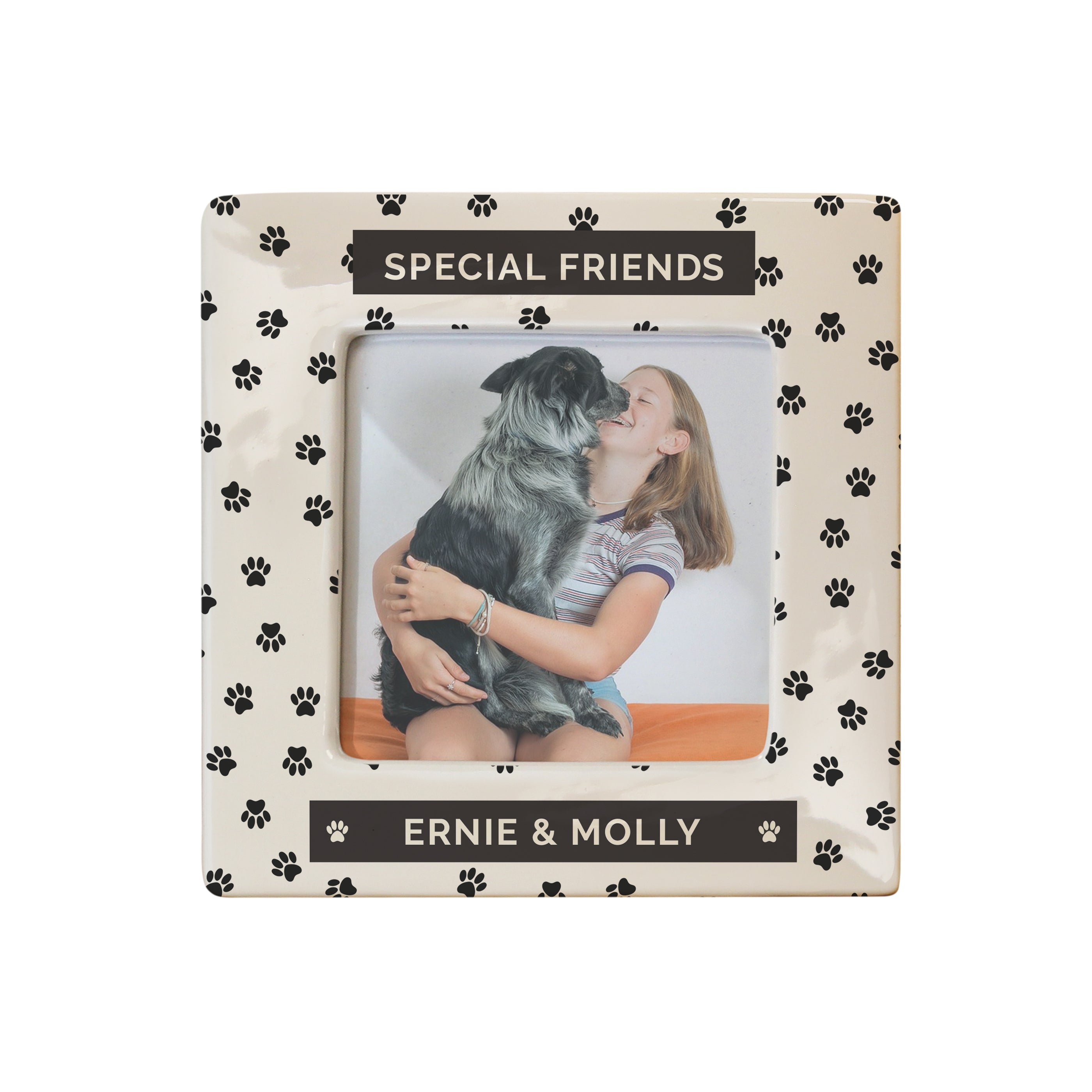 Photo Frames, Albums and Guestbooks Personalised Pet Paw Print Ceramic 4x4 Frame