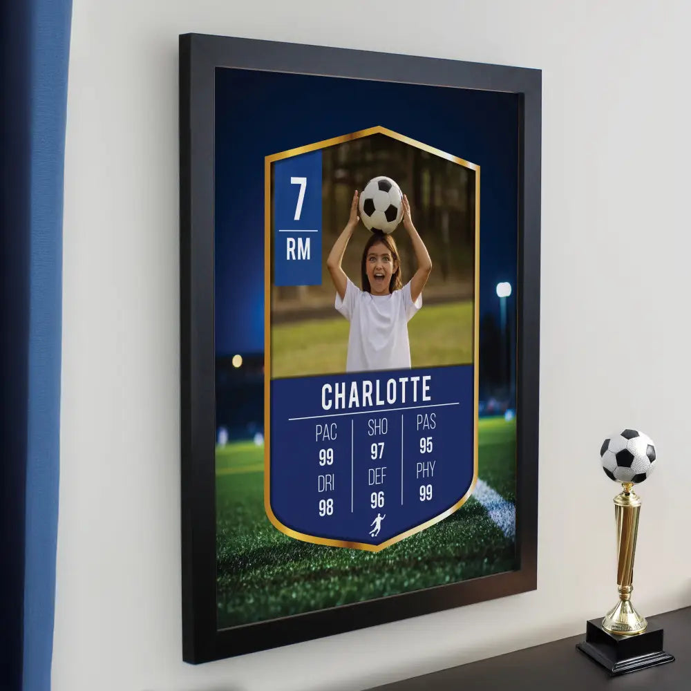 Poster Frames Personalised Photo Upload Football Card Black Poster Frame