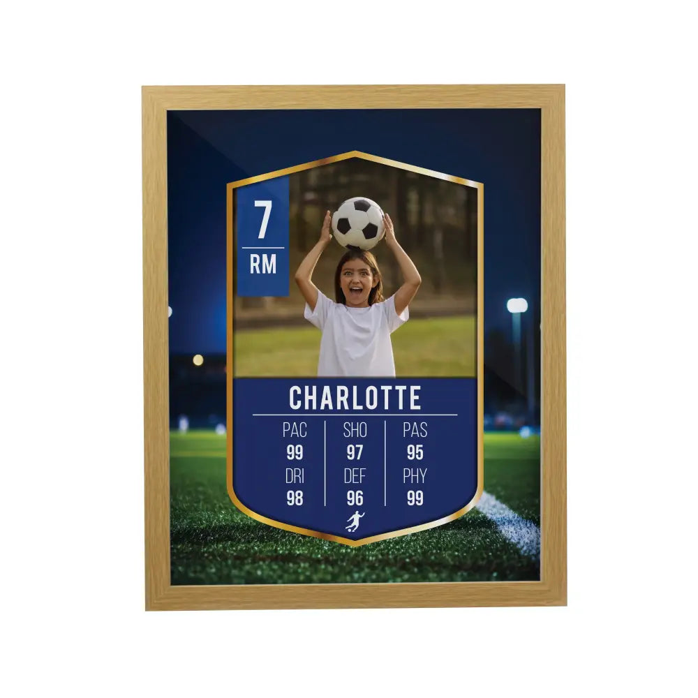 Framed Prints Personalised Photo Upload Football Card Football Oak Poster Frame