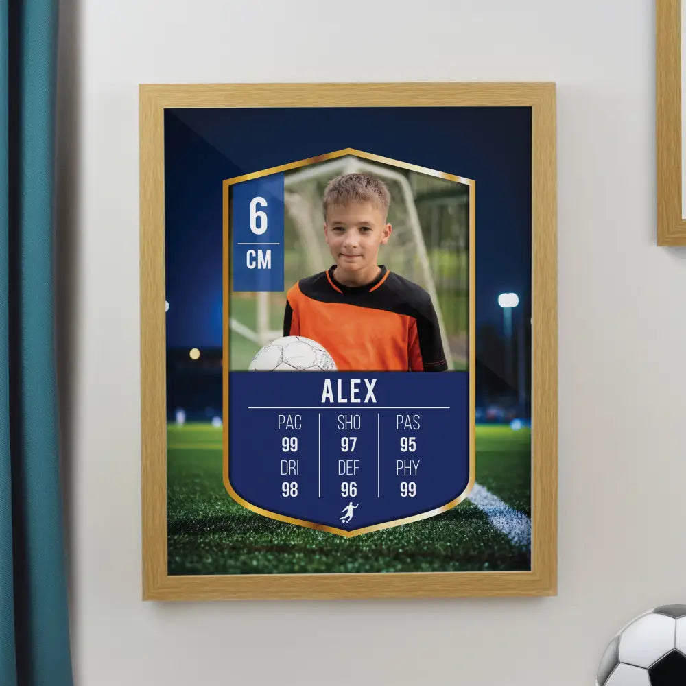 Framed Prints Personalised Photo Upload Football Card Football Oak Poster Frame
