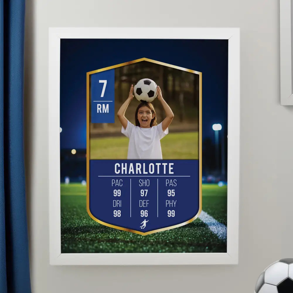 Poster Frames Personalised Photo Upload Football Card Football White Poster Frame