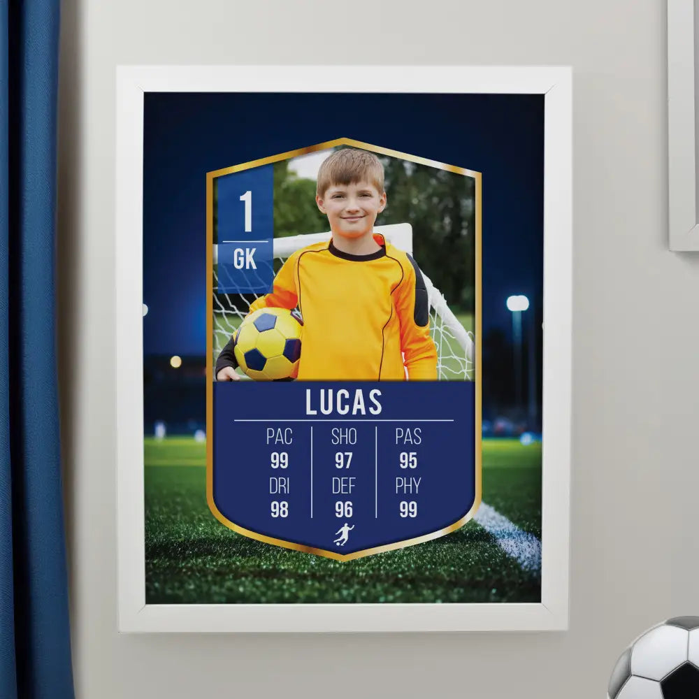 Poster Frames Personalised Photo Upload Football Card Football White Poster Frame