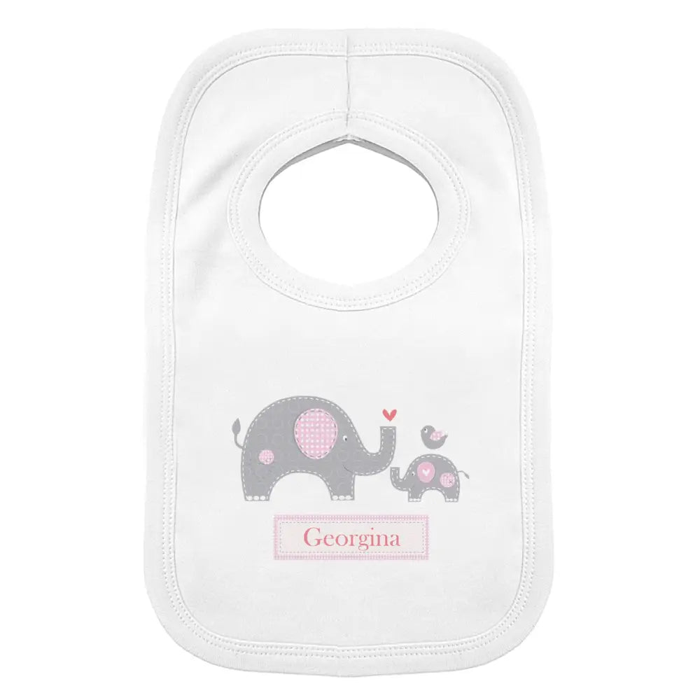 Mealtime Essentials Personalised Pink Elephant 0-3 Months Baby Bib
