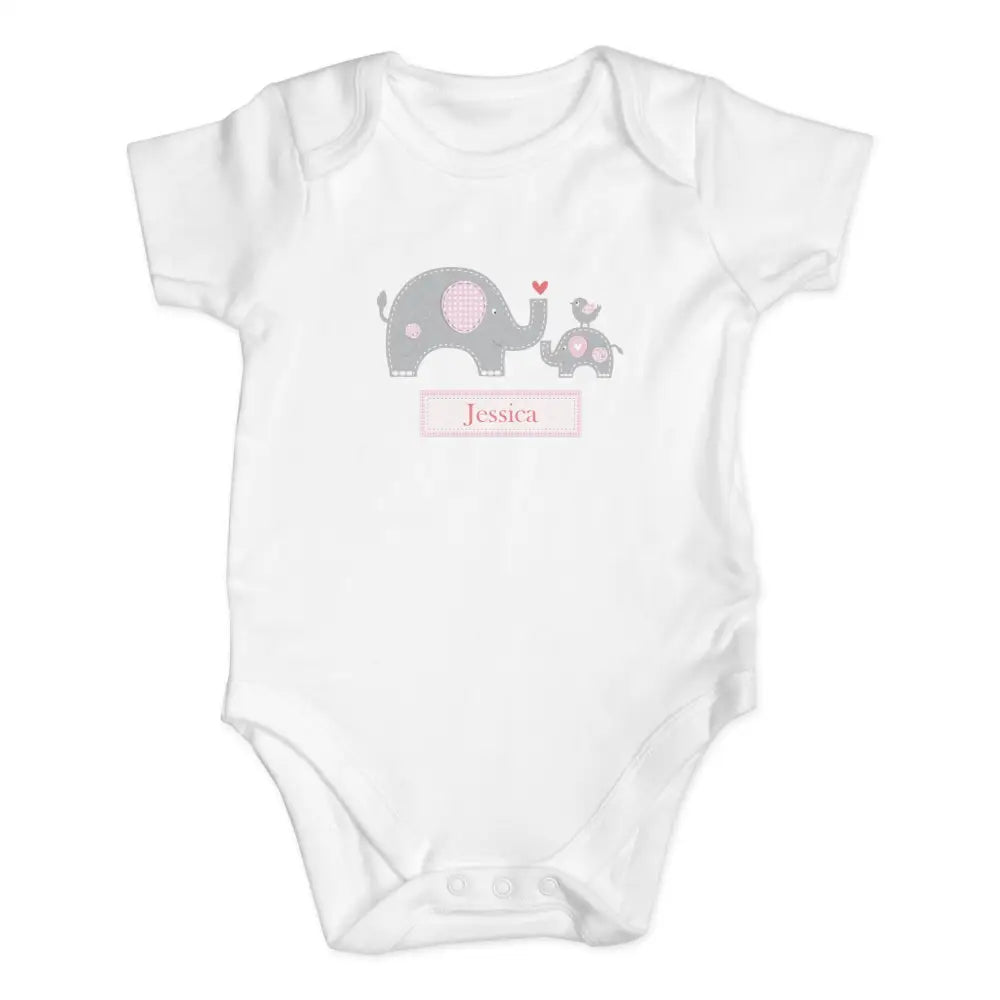 Clothing Personalised Pink Elephant 0-3 Months Baby Vest