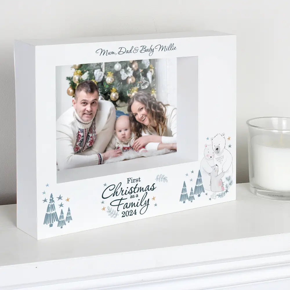 Photo Frames, Albums and Guestbooks Personalised Polar Bear '1st Christmas As A Family' 5x7 Box Photo Frame
