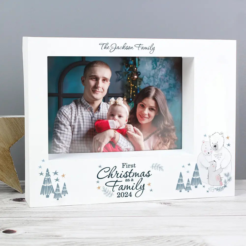 Photo Frames, Albums and Guestbooks Personalised Polar Bear '1st Christmas As A Family' 5x7 Box Photo Frame