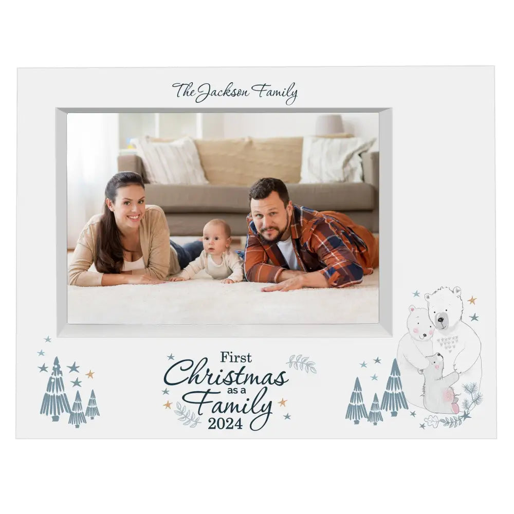 Photo Frames, Albums and Guestbooks Personalised Polar Bear '1st Christmas As A Family' 5x7 Box Photo Frame