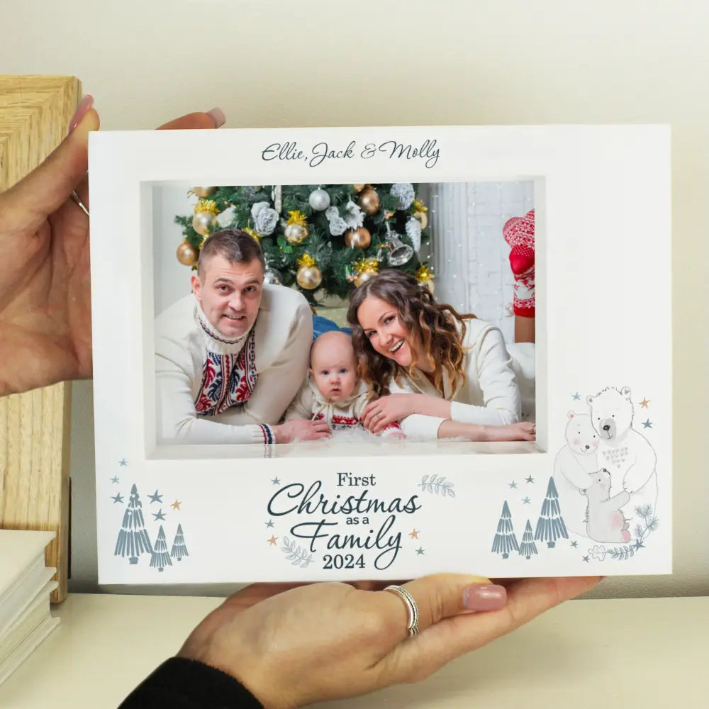 Photo Frames, Albums and Guestbooks Personalised Polar Bear '1st Christmas As A Family' 5x7 Box Photo Frame