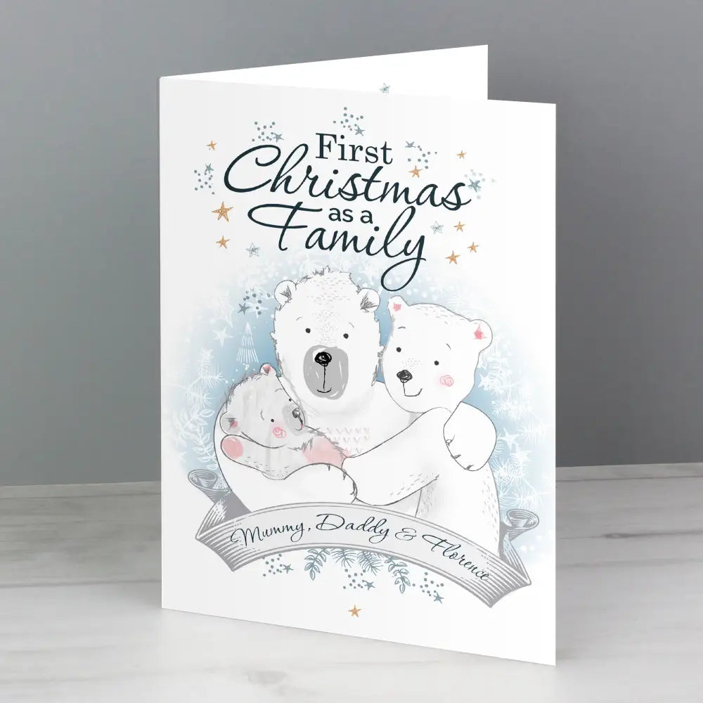 Greetings Cards Personalised Polar Bear '1st Christmas As A Family' Card
