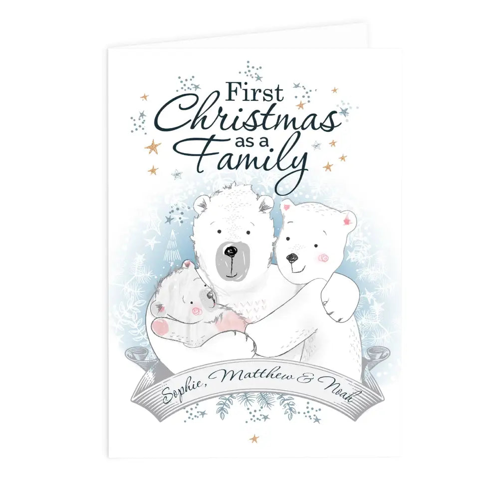 Greetings Cards Personalised Polar Bear '1st Christmas As A Family' Card