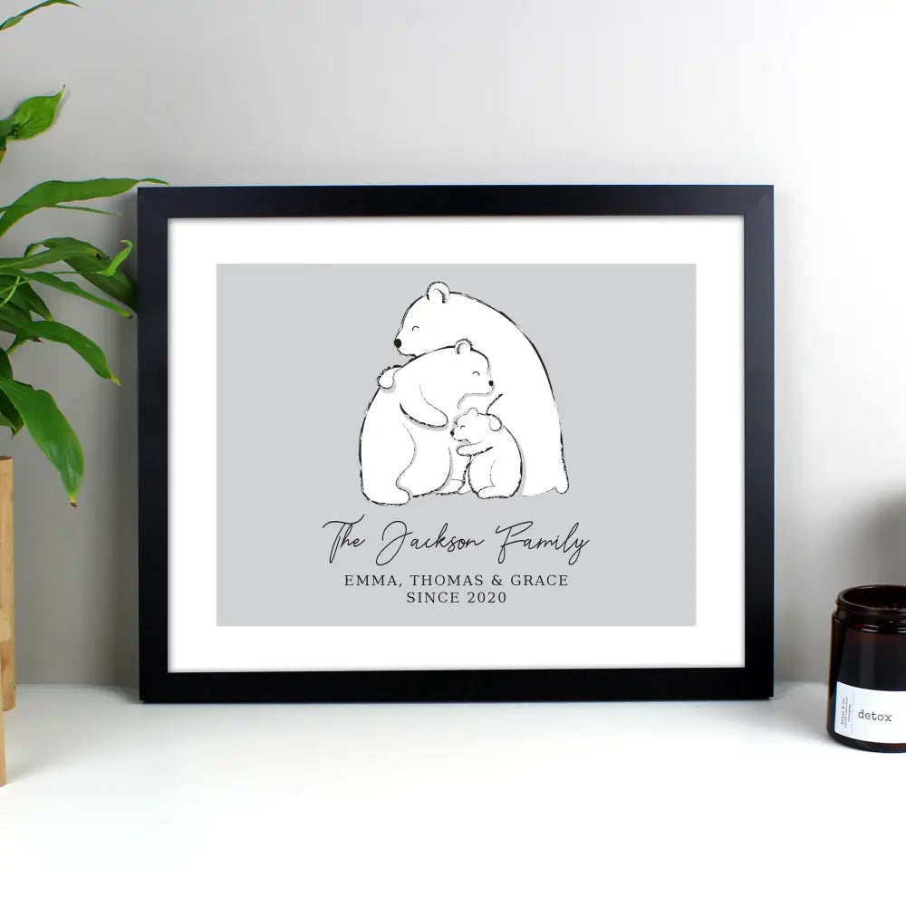 Framed Prints Personalised Polar Bear Family Black Framed Print