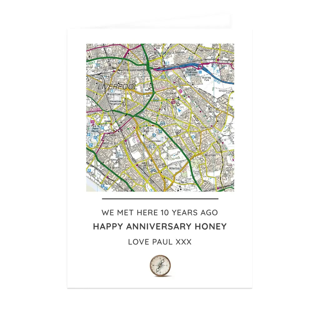 Greetings Cards Personalised Present Day Map Compass Card