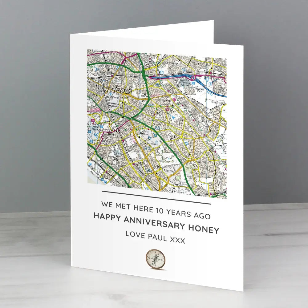 Greetings Cards Personalised Present Day Map Compass Card