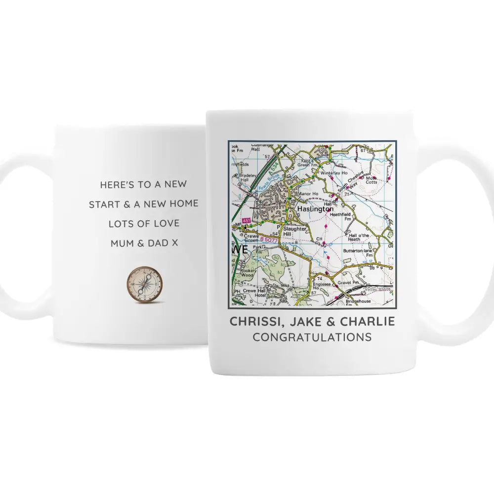 Mugs Personalised Present Day Map Compass Mug