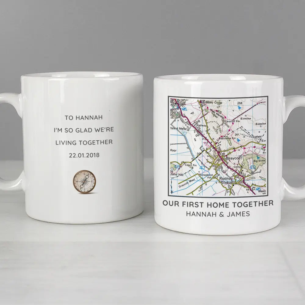 Mugs Personalised Present Day Map Compass Mug