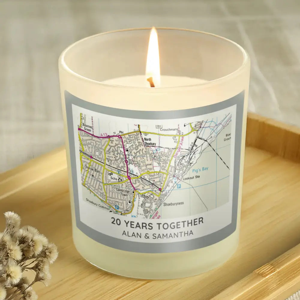 Candles & Reed Diffusers Personalised Present Day Map Compass Scented Jar Candle
