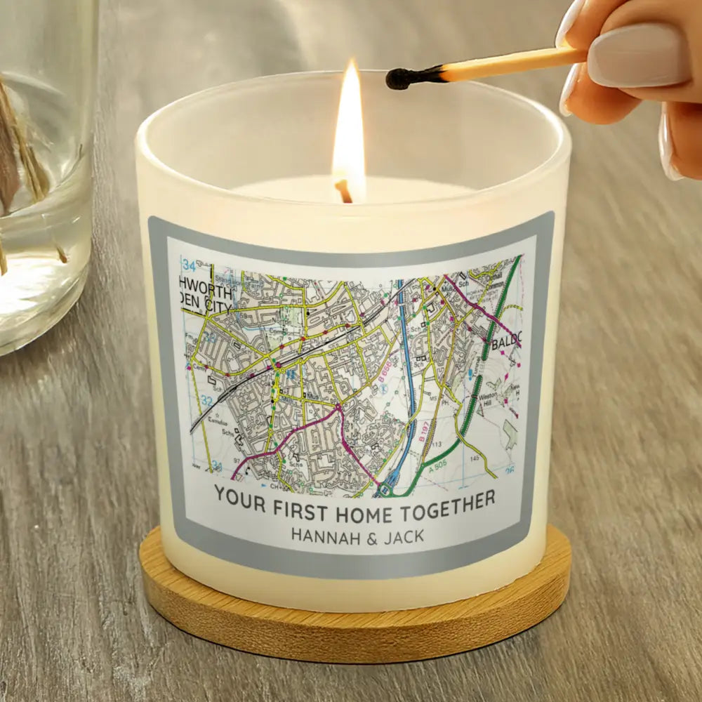 Candles & Reed Diffusers Personalised Present Day Map Compass Scented Jar Candle