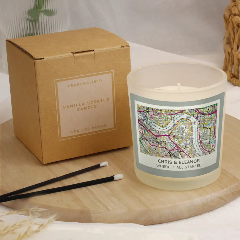 Candles & Reed Diffusers Personalised Present Day Map Compass Scented Jar Candle