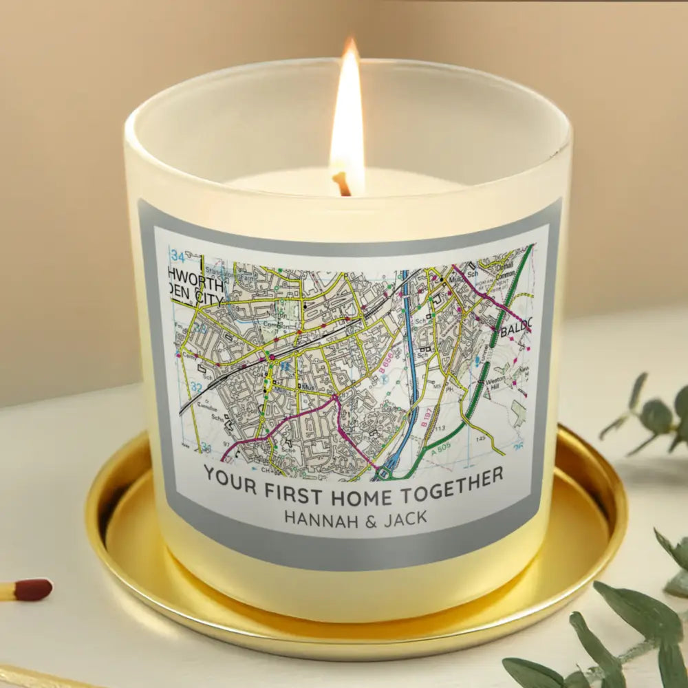 Candles & Reed Diffusers Personalised Present Day Map Compass Scented Jar Candle