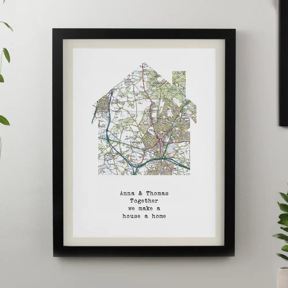 Poster Frames Personalised Present Day Map Home Black Poster Frame