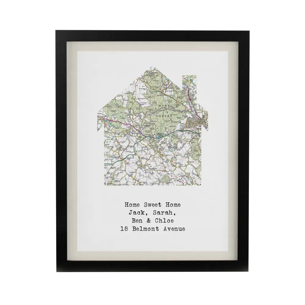Poster Frames Personalised Present Day Map Home Black Poster Frame