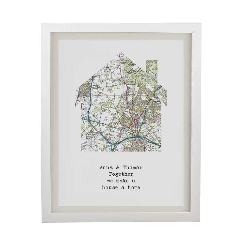 Framed Prints Personalised Present Day Map Home White Poster Frame