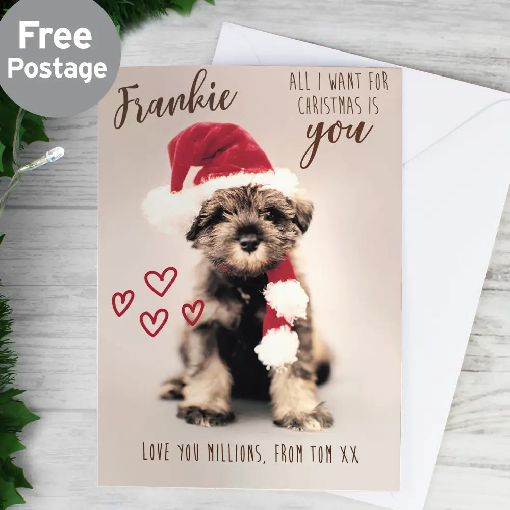 Greetings Cards Personalised Rachael Hale 'All I Want For Christmas' Puppy Card