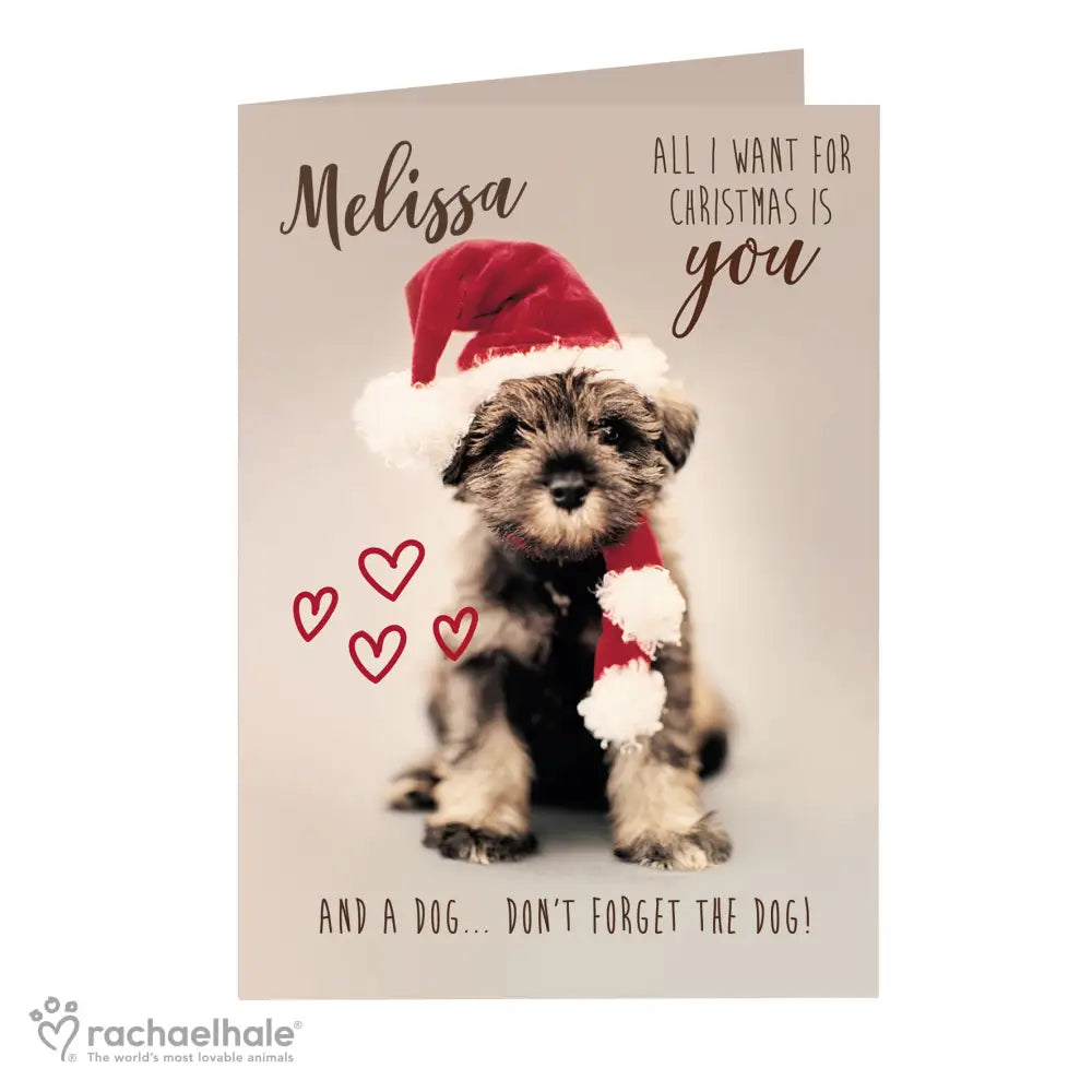 Greetings Cards Personalised Rachael Hale 'All I Want For Christmas' Puppy Card