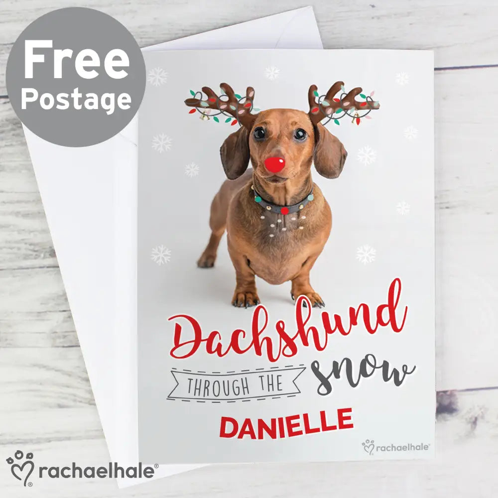 Greetings Cards Personalised Rachael Hale Christmas Dachshund Through the Snow Card