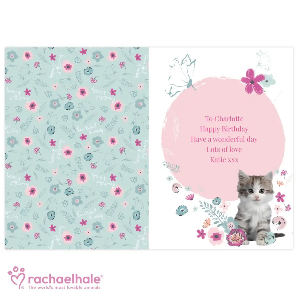 Greetings Cards Personalised Rachael Hale Cute Kitten Card