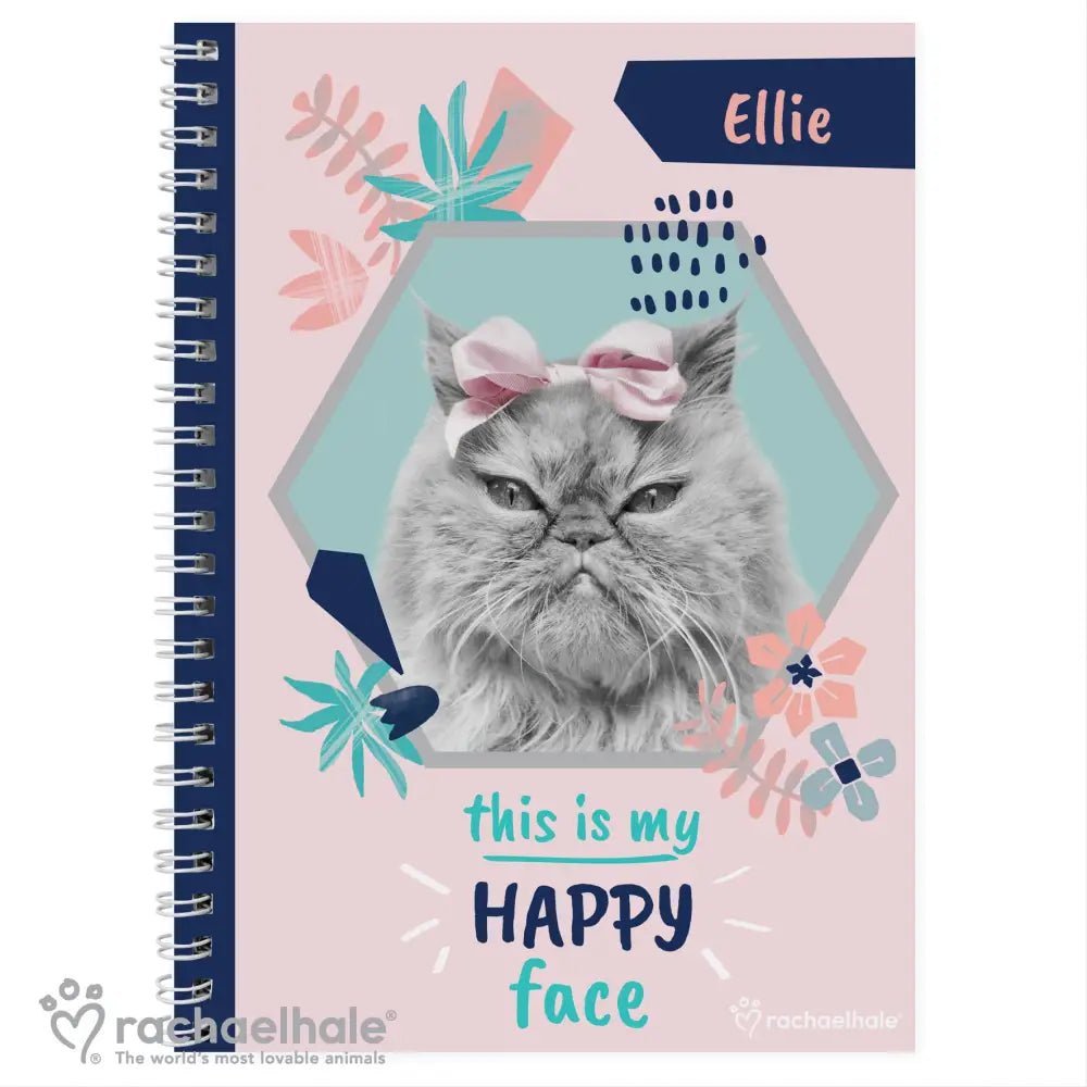 Stationery & Pens Personalised Rachael Hale 'Happy Face' Cat A5 Notebook
