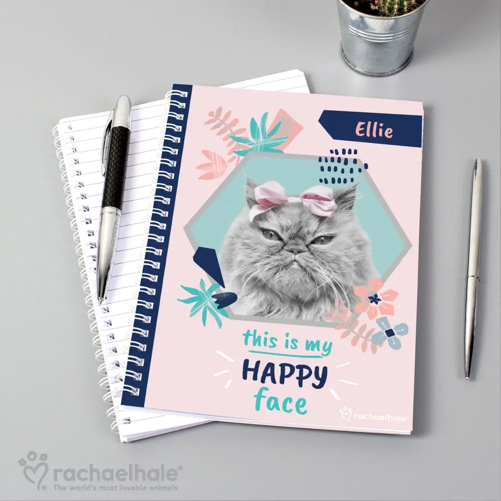 Stationery & Pens Personalised Rachael Hale 'Happy Face' Cat A5 Notebook