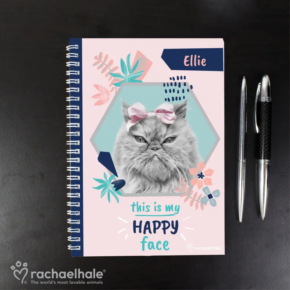 Stationery & Pens Personalised Rachael Hale 'Happy Face' Cat A5 Notebook