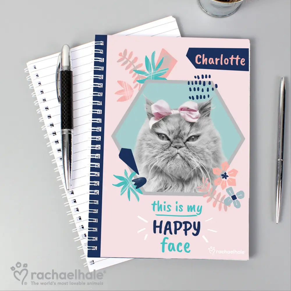 Stationery & Pens Personalised Rachael Hale 'Happy Face' Cat A5 Notebook