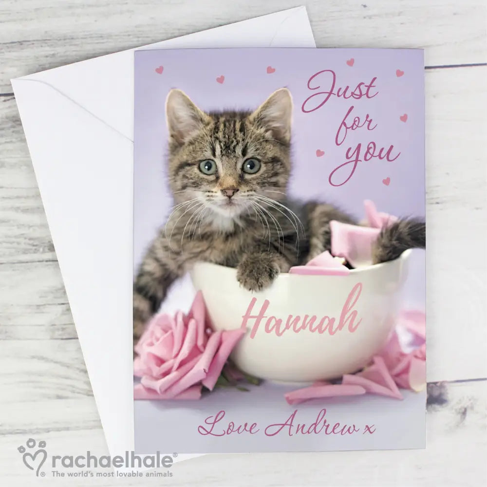 Greetings Cards Personalised Rachael Hale 'Just for You' Kitten Card