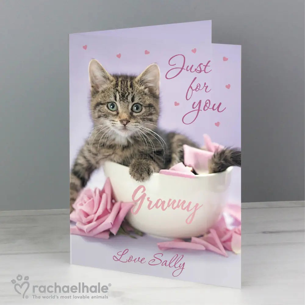 Greetings Cards Personalised Rachael Hale 'Just for You' Kitten Card