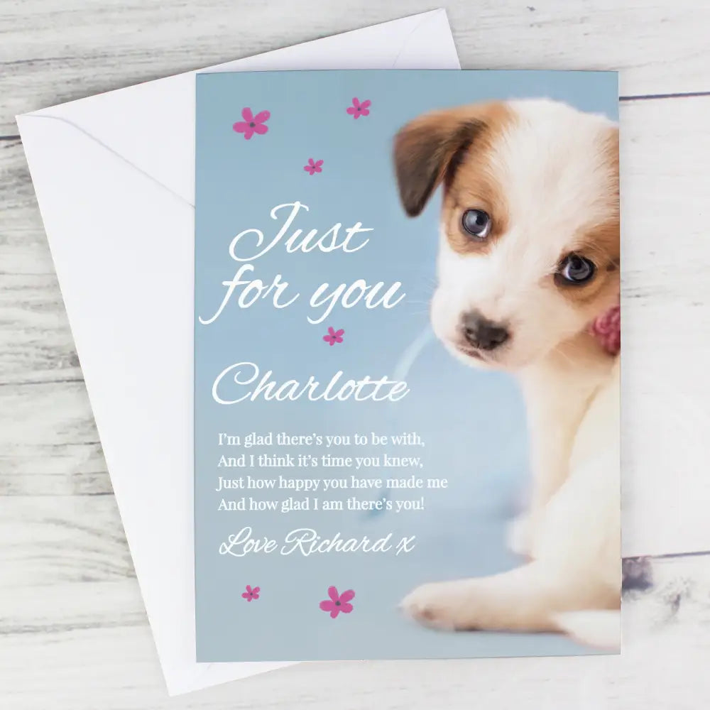 Greetings Cards Personalised Rachael Hale 'Just for You' Puppy Card