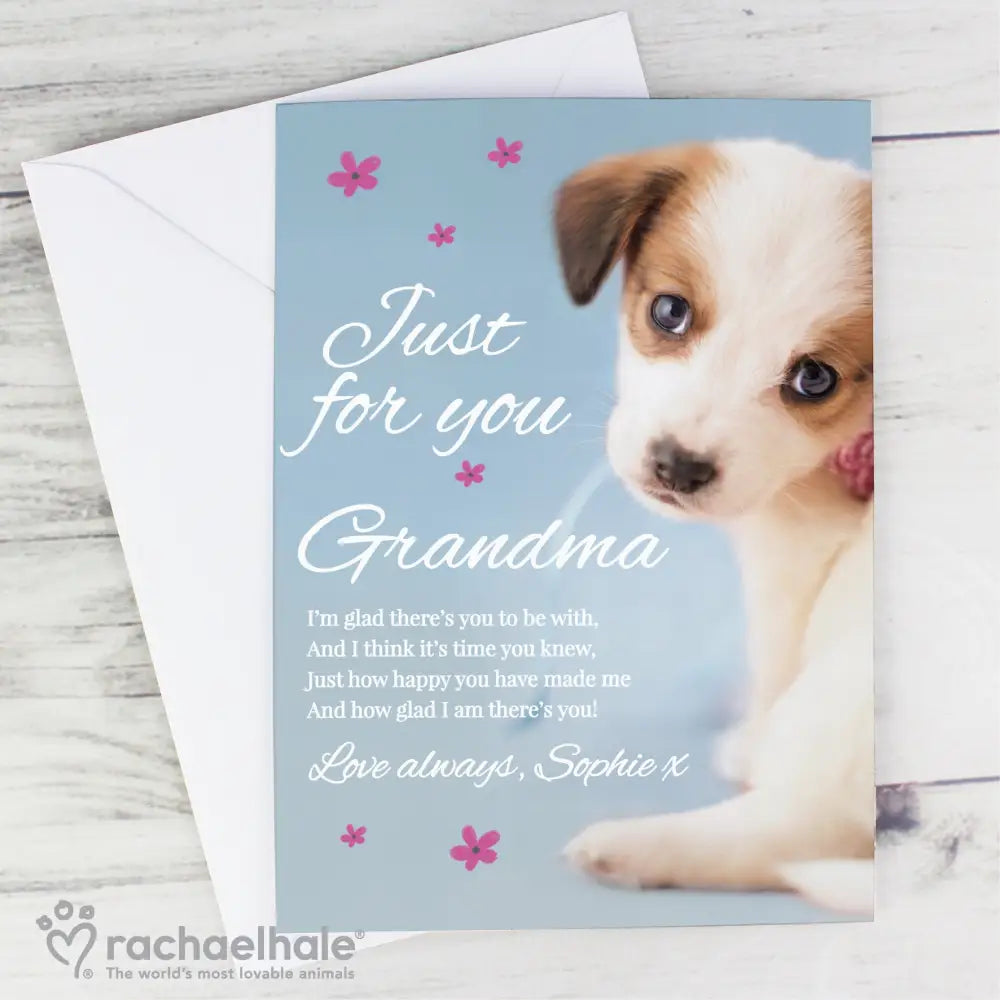Greetings Cards Personalised Rachael Hale 'Just for You' Puppy Card