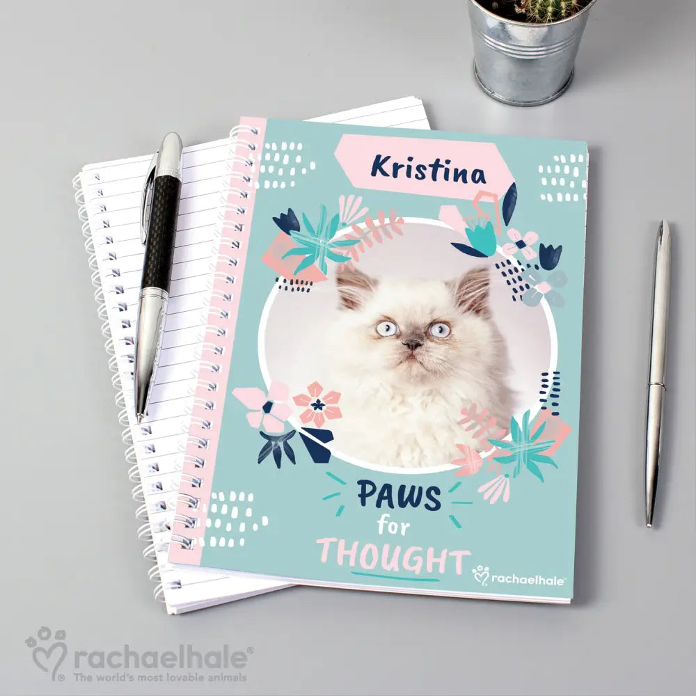 Stationery & Pens Personalised Rachael Hale 'Paws for Thought' Cat A5 Notebook