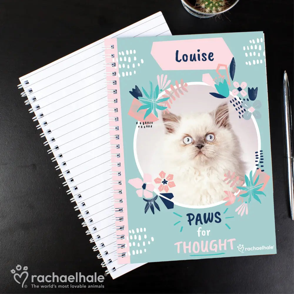Stationery & Pens Personalised Rachael Hale 'Paws for Thought' Cat A5 Notebook
