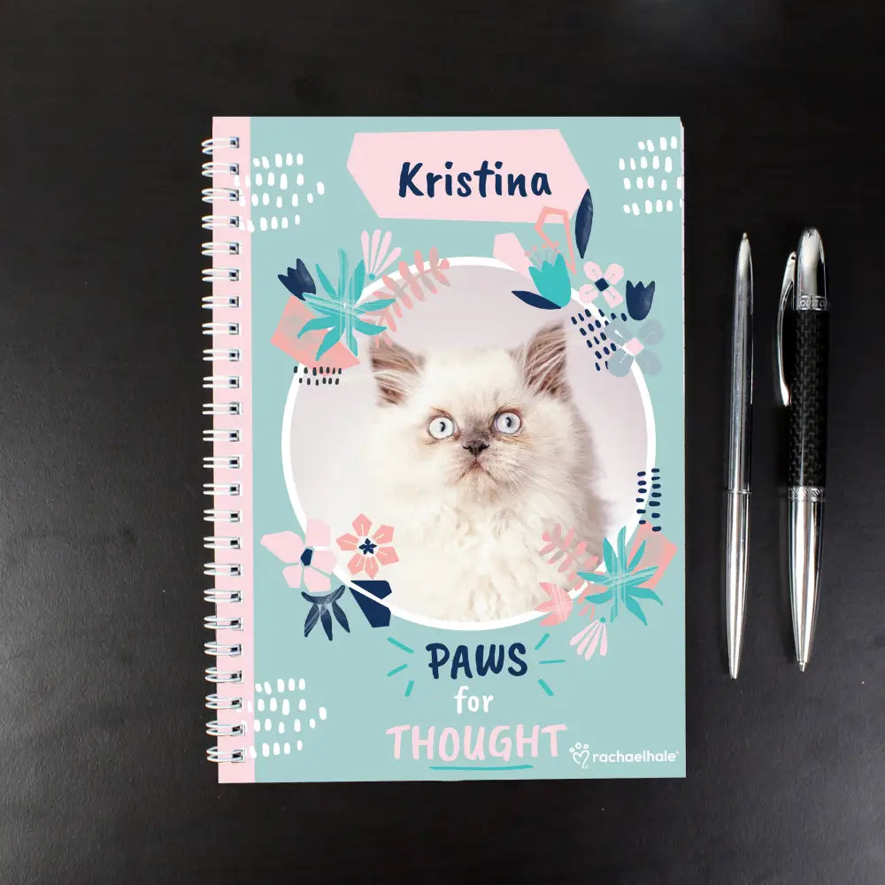 Stationery & Pens Personalised Rachael Hale 'Paws for Thought' Cat A5 Notebook