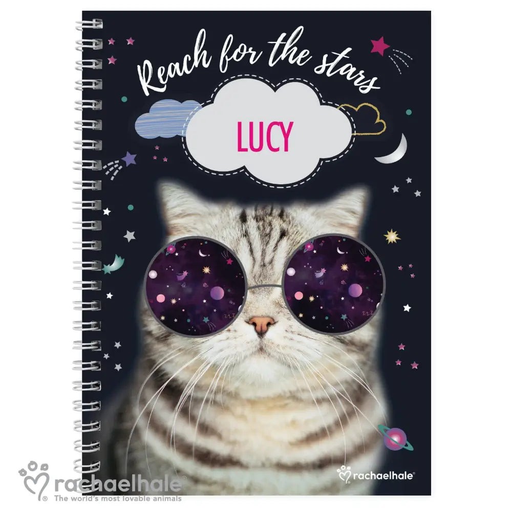 Stationery & Pens Personalised Rachael Hale Space Cat A5 Notebook