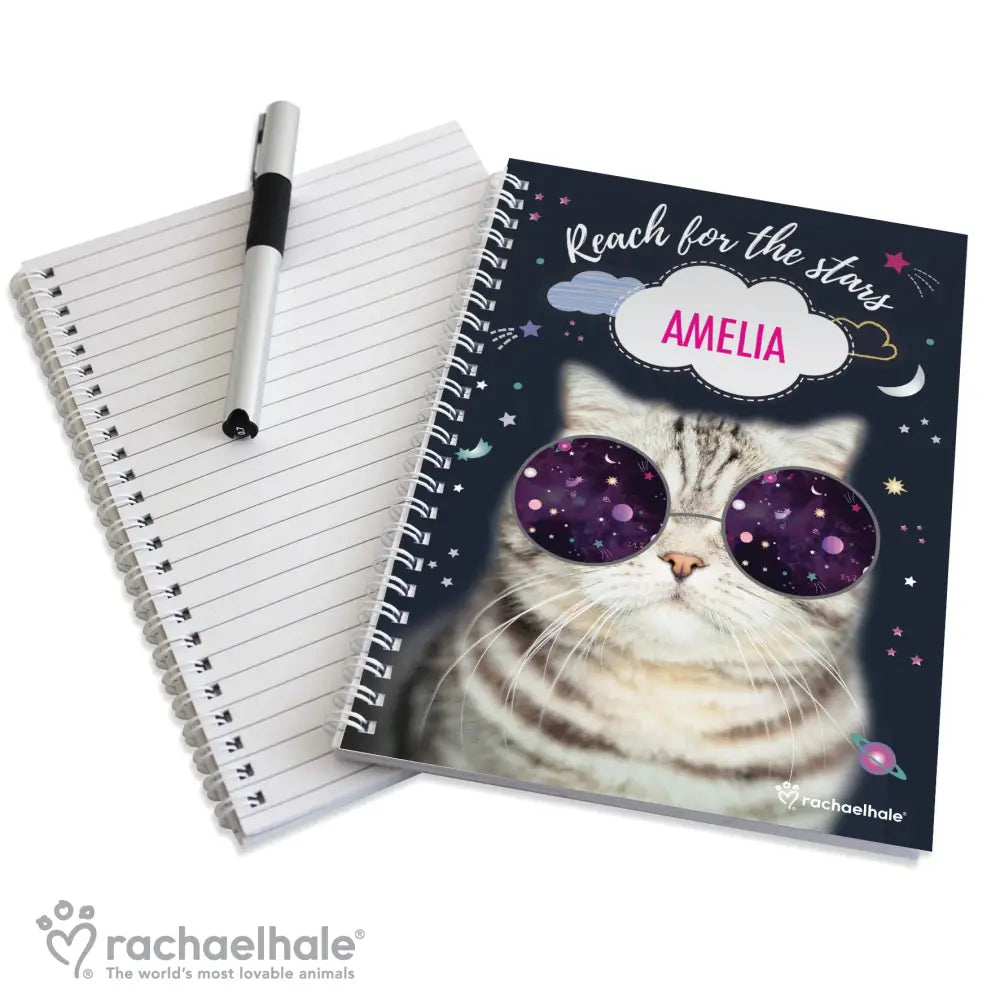 Stationery & Pens Personalised Rachael Hale Space Cat A5 Notebook
