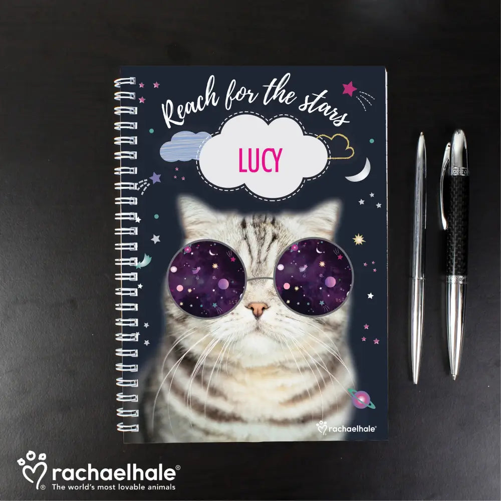 Stationery & Pens Personalised Rachael Hale Space Cat A5 Notebook