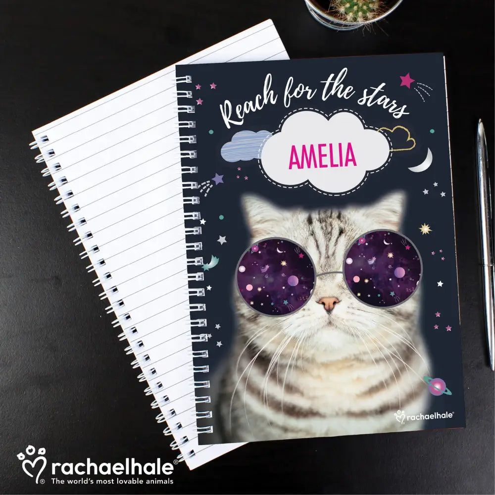 Stationery & Pens Personalised Rachael Hale Space Cat A5 Notebook
