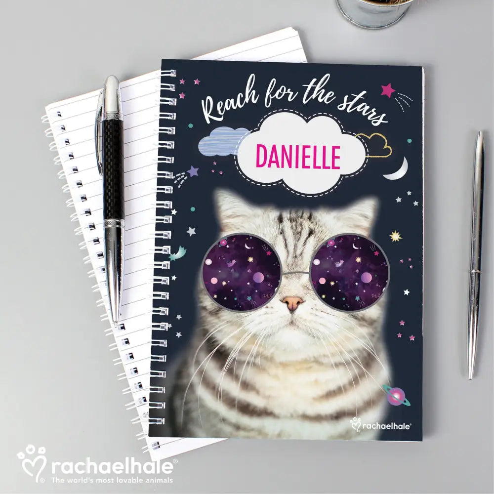 Stationery & Pens Personalised Rachael Hale Space Cat A5 Notebook
