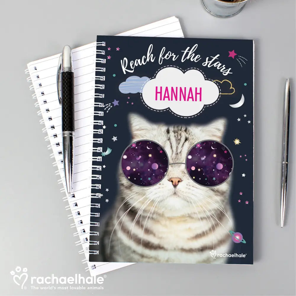 Stationery & Pens Personalised Rachael Hale Space Cat A5 Notebook