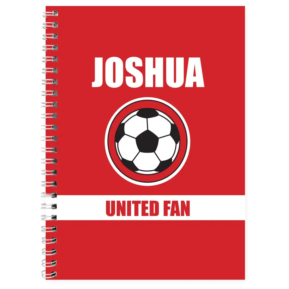 Stationery & Pens Personalised Red Football Fan A5 Notebook