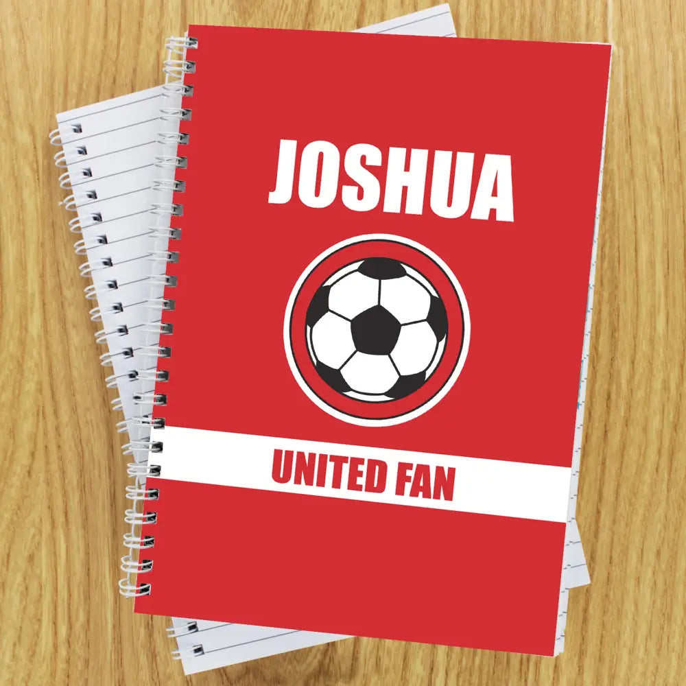 Stationery & Pens Personalised Red Football Fan A5 Notebook